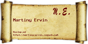 Martiny Ervin névjegykártya